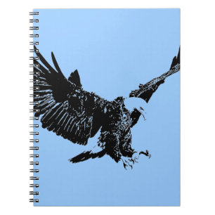 Cuaderno Portátil de águila de arte pop negro y azul