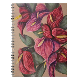 Cuaderno Portátil de antiurio rojo y rosa