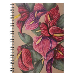 Cuaderno Portátil de antiurio rojo y rosa