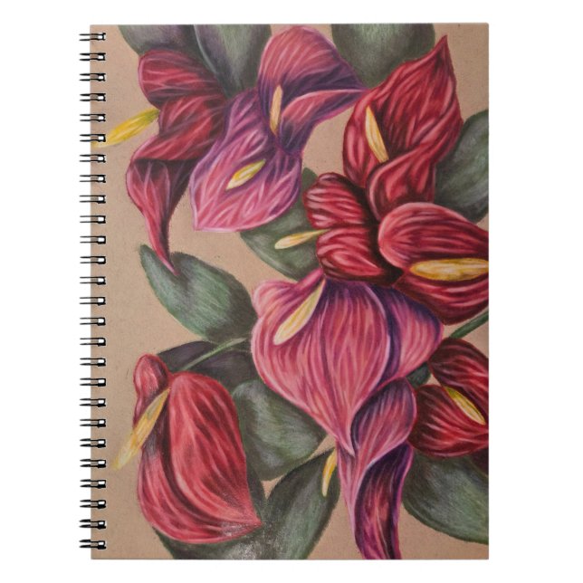 Cuaderno Portátil de antiurio rojo y rosa (Frente)