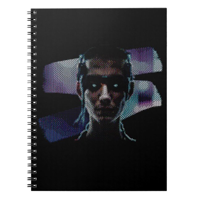 Cuaderno Portátil de arte Cyberpunk Warrior ASCII (Frente)