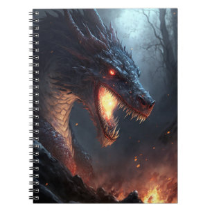 Cuaderno Portátil de arte de fantasía de dragón de fuego