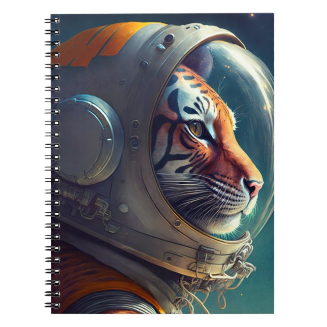 Cuaderno Portátil de astronauta de tigres adorable (Frente)