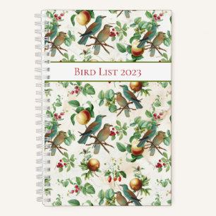 Cuaderno Portátil de aves vibrantes y frutas