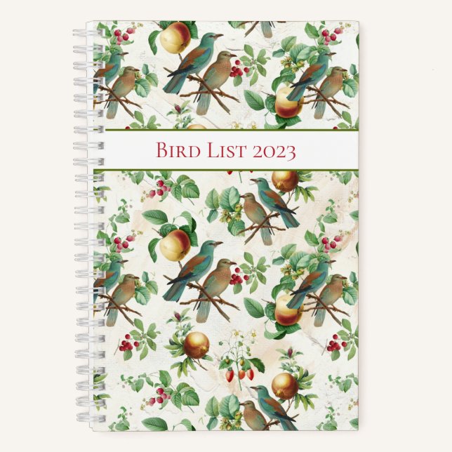 Cuaderno Portátil de aves vibrantes y frutas (Anverso)