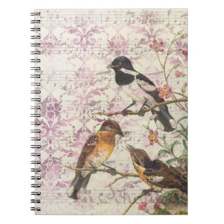 Cuaderno Portátil de aves victorianas de época | Escritura 