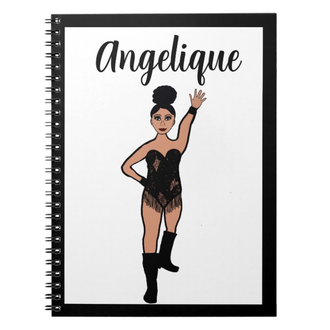Cuaderno Portátil de bailarina de franja negra #2 (Frente)
