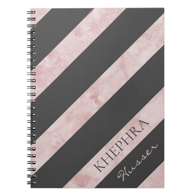Cuaderno Portátil De Banda Gris Y Rosa (Frente)
