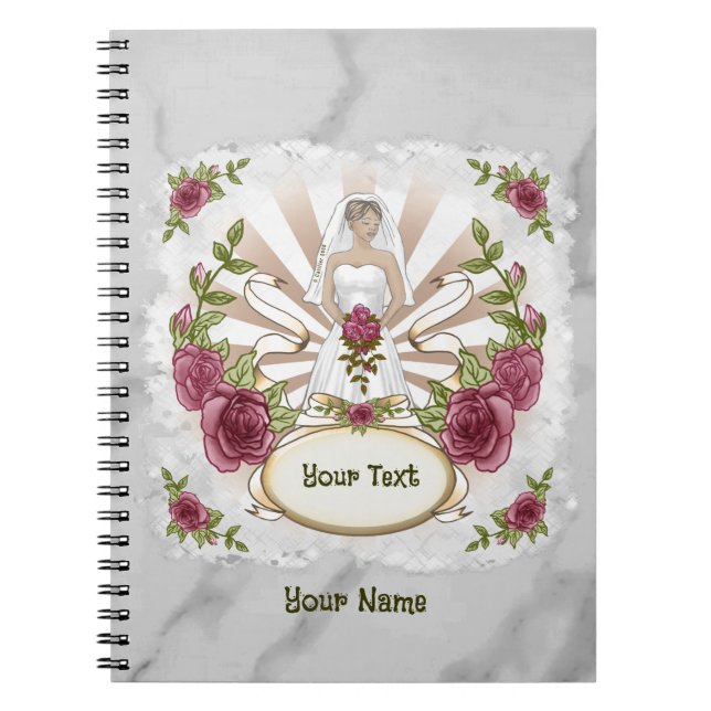 Cuaderno Portátil de boda personalizado para rosas (Frente)