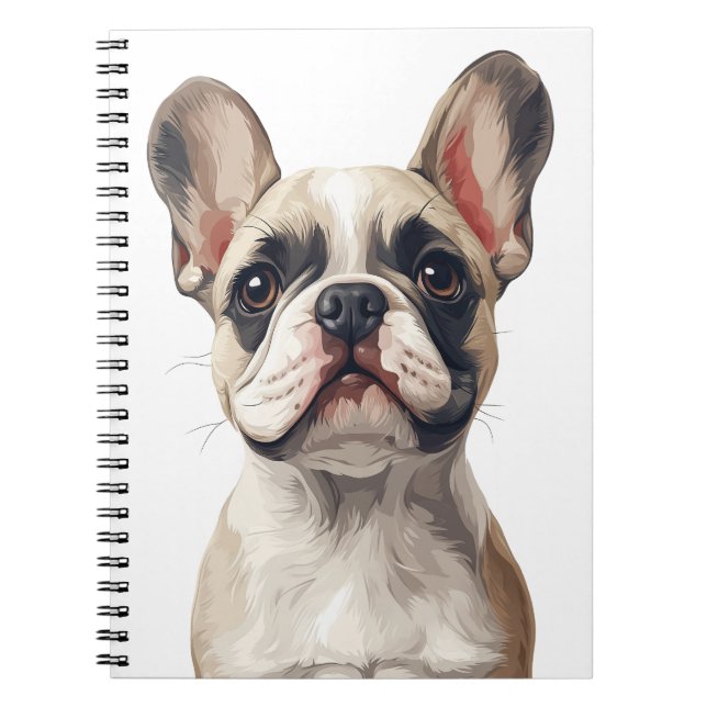 Cuaderno Portátil de Bulldog francés blanco (Frente)