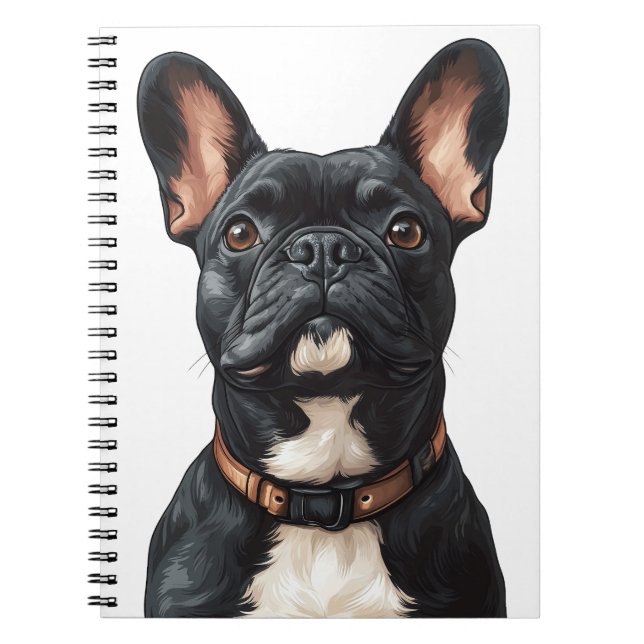 Cuaderno Portátil de Bulldog francés negro (Frente)