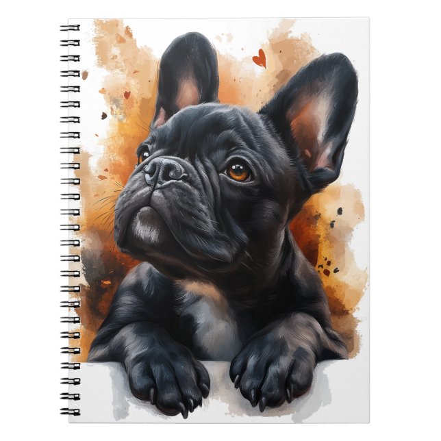 Cuaderno Portátil de Bulldog francés negro (Frente)