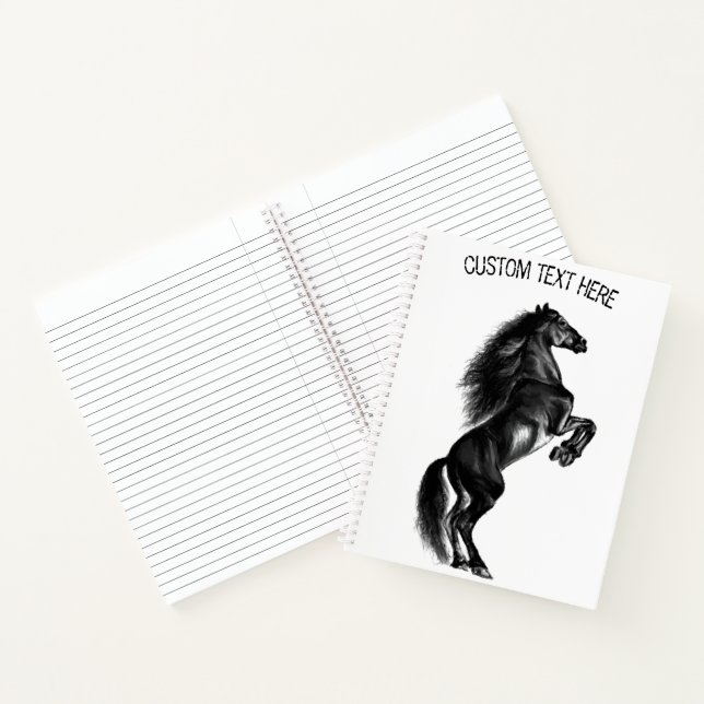 Cuaderno Portátil de caballo negro con texto Personalizado (Interior)