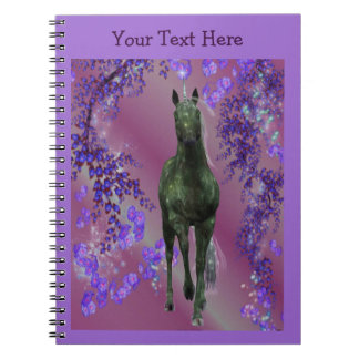 Cuaderno Portátil de caballo negro unicornio