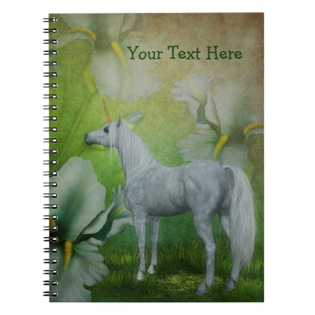 Cuaderno Portátil de caballos Fantasy Unicorn blanco (Frente)