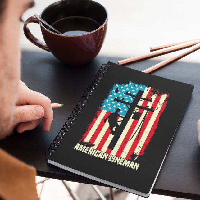 Cuaderno Portátil de cable eléctrico con bandera de línea e (american lineman notebook)