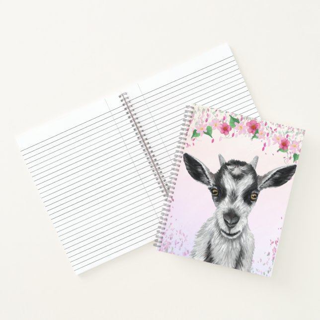 Cuaderno Portátil de cabra blanca con flores (Interior)