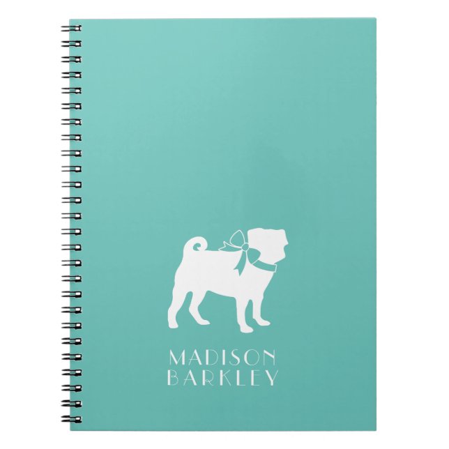 Cuaderno Portátil de cachorro de perro de pug (Frente)