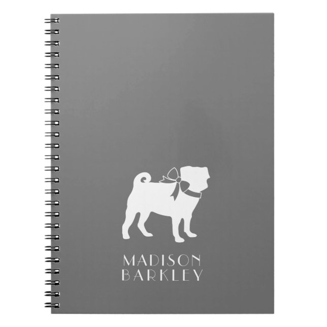 Cuaderno Portátil de cachorro de perro de pug (Frente)
