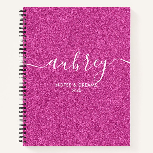 Cuaderno Portátil de caligrafía Purpurina rosa (Anverso)