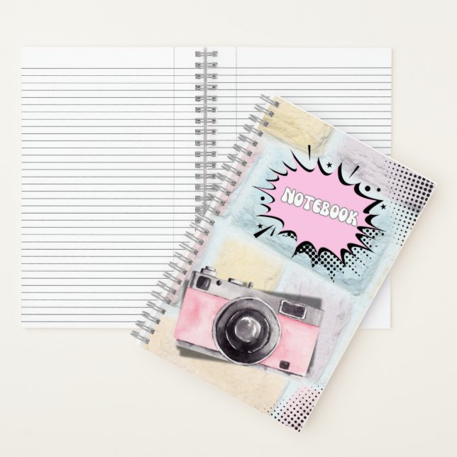Cuaderno Portátil de cámara rosa pastel retro (Interior)