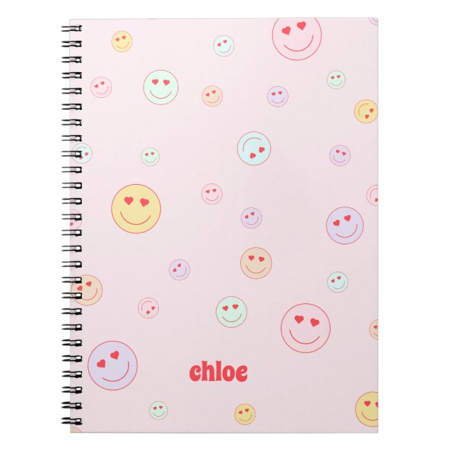 Cuaderno Portátil de cara feliz con ojos de corazón persona (Frente)