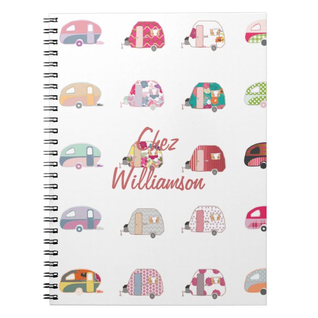 Cuaderno Portátil de caravanas retro personalizado (Frente)
