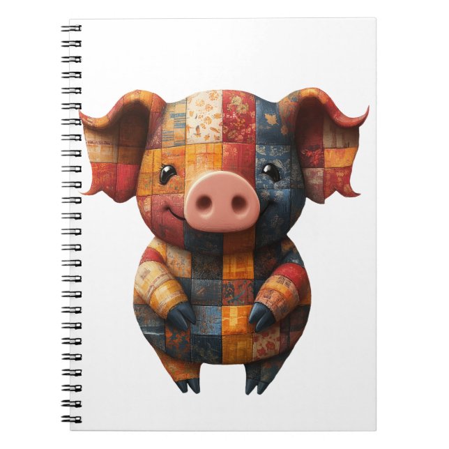 Cuaderno Portátil de cerdo en mosaico (Frente)