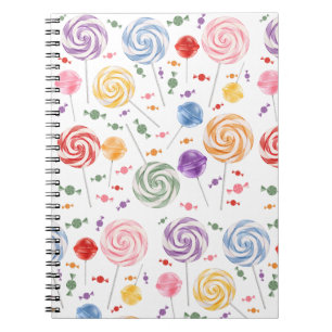 Cuaderno Portátil de color con patrón de golosinas de Lolli