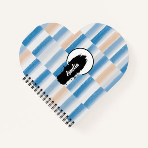 Cuaderno portátil de color de agua azul personaliz