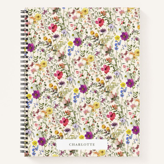 Cuaderno portátil de color de flores silvestres (Anverso)