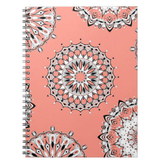 Cuaderno portátil de color espiral Peach Mandala 1