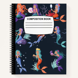 Cuaderno Portátil de composición de espiral de sirenas