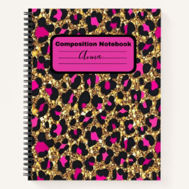 Cuaderno Portátil de composición de leopardo rosado