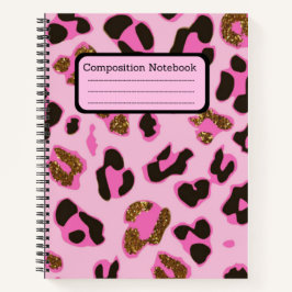 Cuaderno Portátil de composición de leopardo rosado 