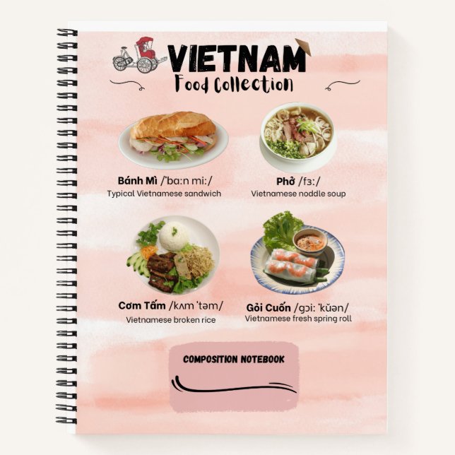 Cuaderno Portátil de composición de tour por comida de Viet (Anverso)