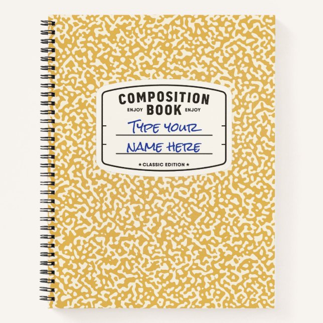 Cuaderno Portátil de composición personalizado amarillo con (Anverso)