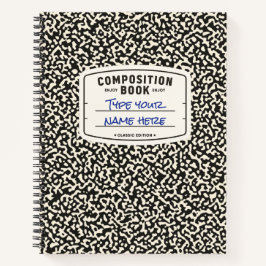 Cuaderno Portátil de composición personalizado negro con et