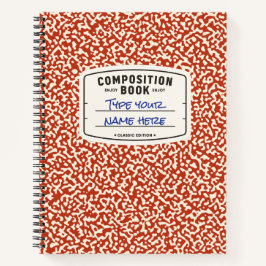 Cuaderno Portátil de composición personalizado rojo con eti