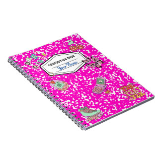 Cuaderno Portátil de composición rosa retro Y2K