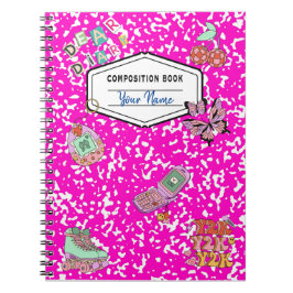 Cuaderno Portátil de composición rosa retro Y2K