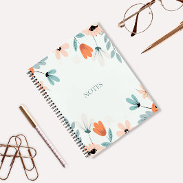 Cuaderno Portátil de cubierta dura con espiral floral
