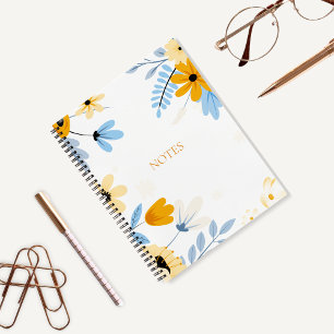 Cuaderno Portátil de cubierta dura con espiral floral