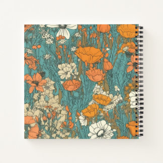 Cuaderno Portátil de cubierta dura de 8,5" x 8,5": Flores e