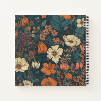 Cuaderno Portátil de cubierta dura de 8,5" x 8,5": Flores e