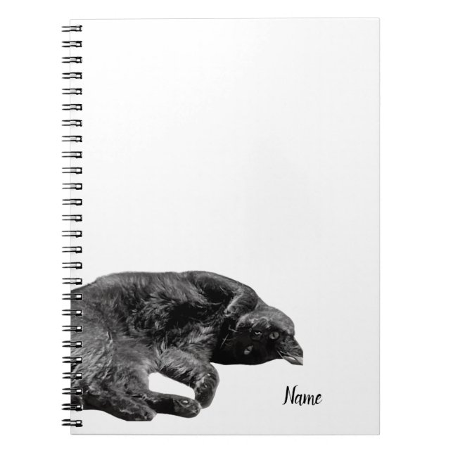 Cuaderno Portátil de cubierta dura de espiral de gato negro (Frente)