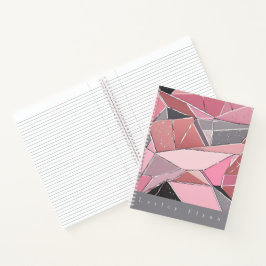 Cuaderno Portátil de cubierta dura de vidrio rosa, gris y n