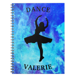 Cuaderno Portátil de danza Blue Galaxy con nombre para chic