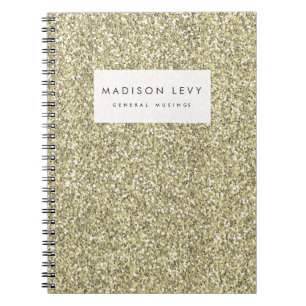 Cuaderno Portátil de diario personalizado Purpurina Gold