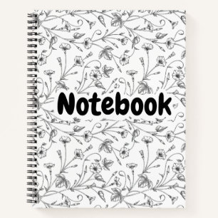 Cuaderno Portátil de dibujos animados florales en blanco y
